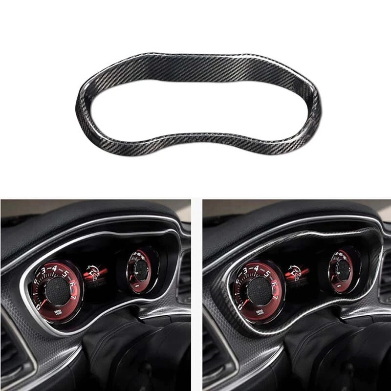Carbon Fiber Dashboard Speedometer Cover Bezel Fits Dodge Challenger 2015-2019
