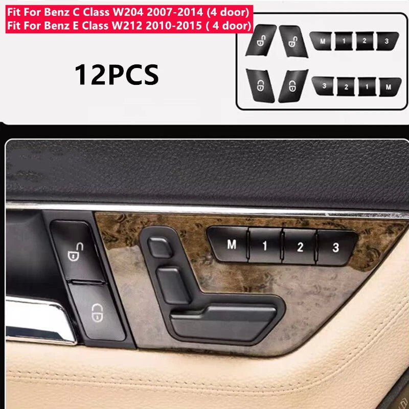 12X Door Lock Unlock Seat Memory Button Cover for Mercedes W212 W204
