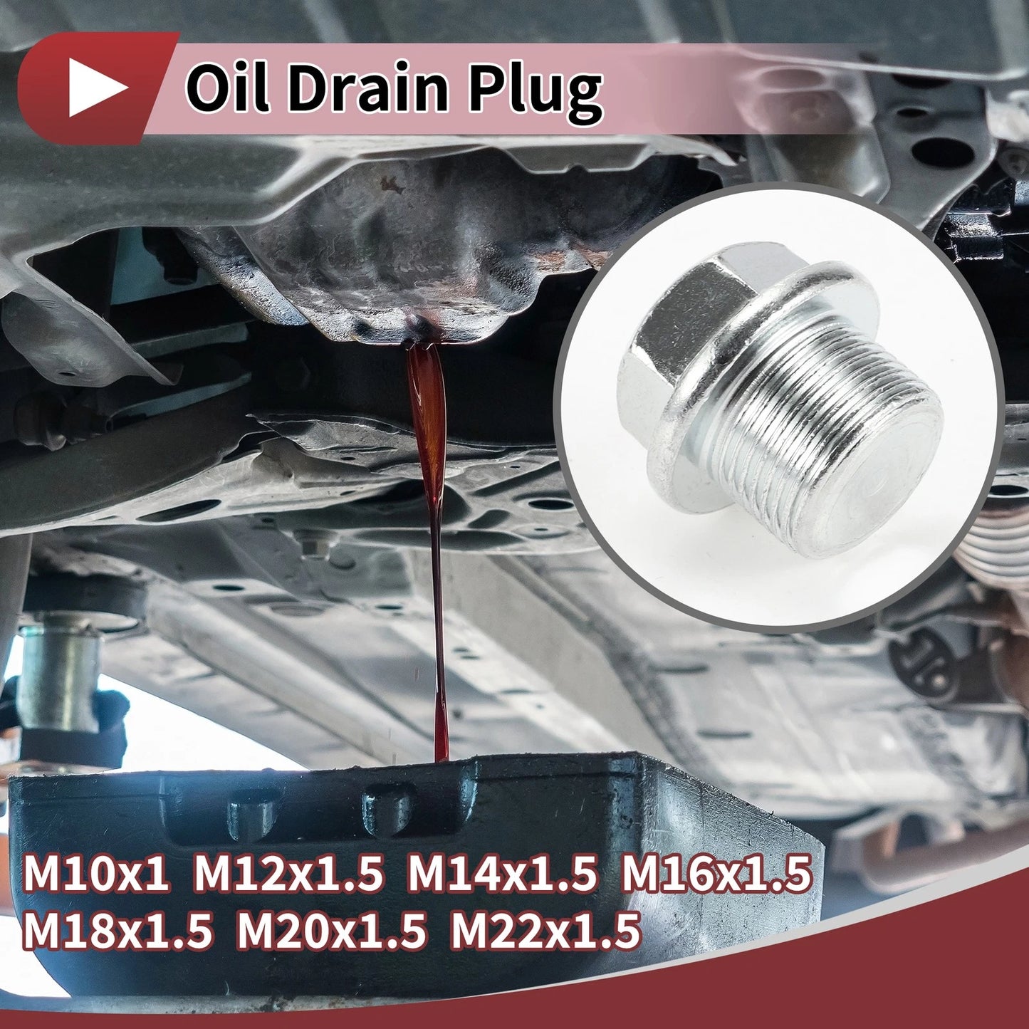 1 Set Engine Oil Drain Plug with Gasket for Car Motorcycle Boat