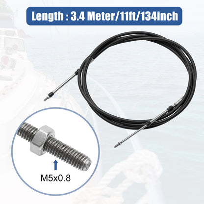 2 x 11ft 3.4m 134in Throttle Shift Remote Box Cable Black for Make Model