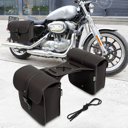 Pair Side Bag Saddlebag with Quick Release Buckles Dark Brown for Motorcycle