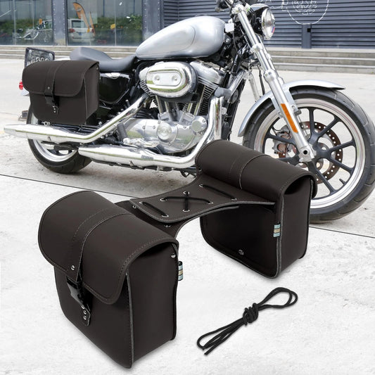 Pair Side Bag Saddlebag with Quick Release Buckles Dark Brown for Motorcycle
