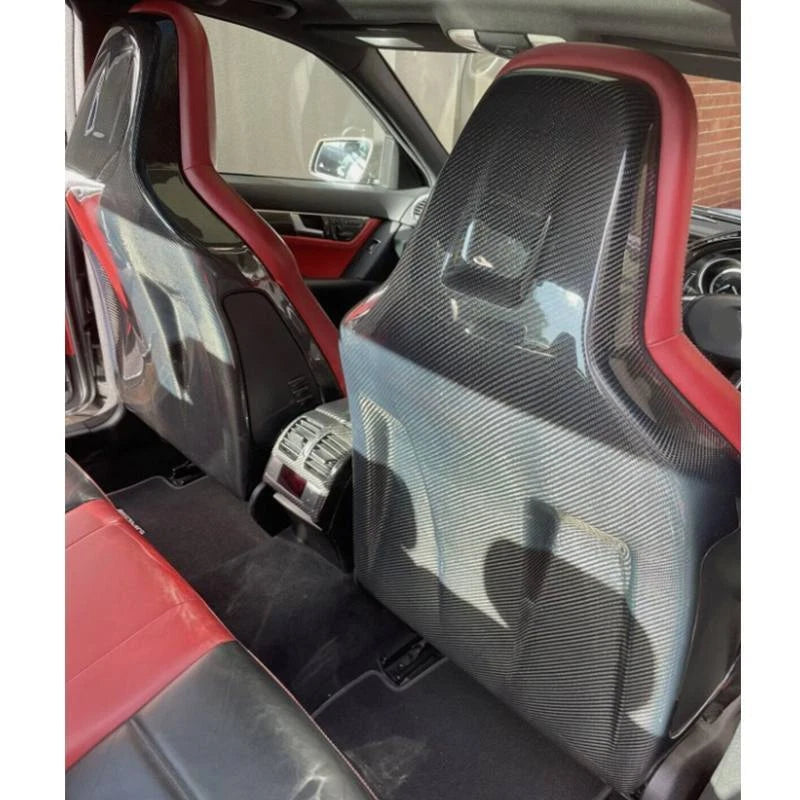 Carbon Fiber Add-on Seat Back Panel Cover for Benz W204 C63 AMG 2008-2012