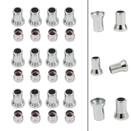 Valve Stem Hex Cap+Sleeve Cover Chrome Car Truck Tire Wheel Tyre