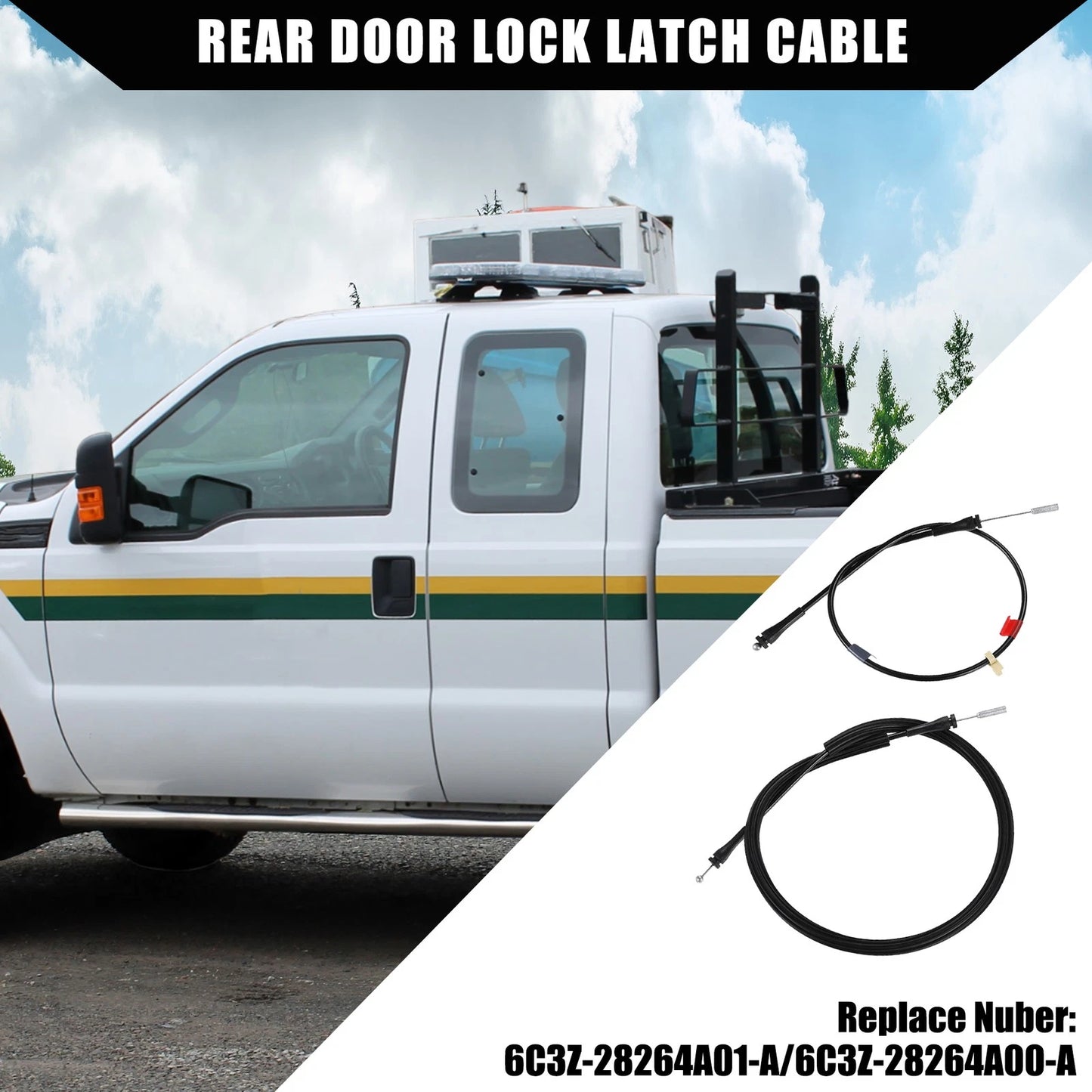 Rear Upper Lower Door Latch Release Cable for Ford Extended Cab (2004-2014)