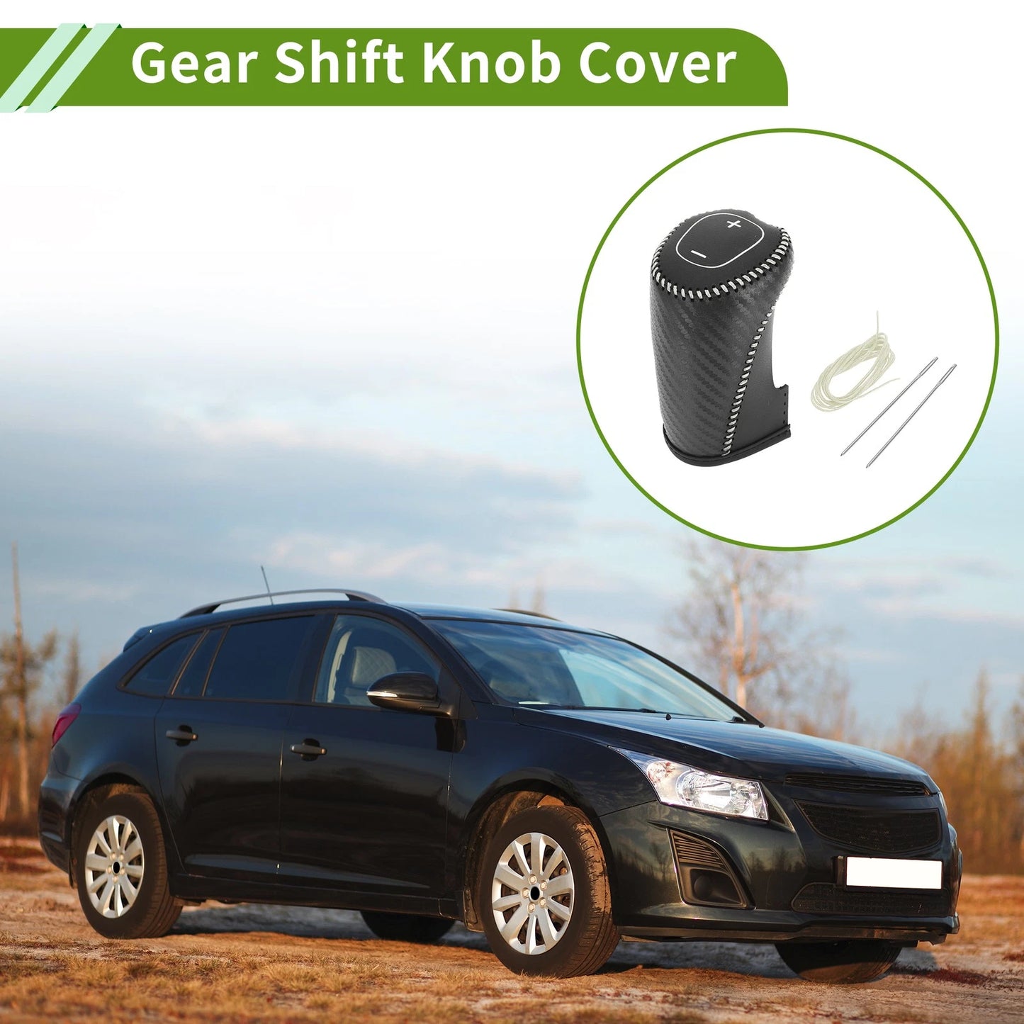 Gear Shift Knob Cover Black Carbon Fiber for Chevrolet Malibu (2016-2020)