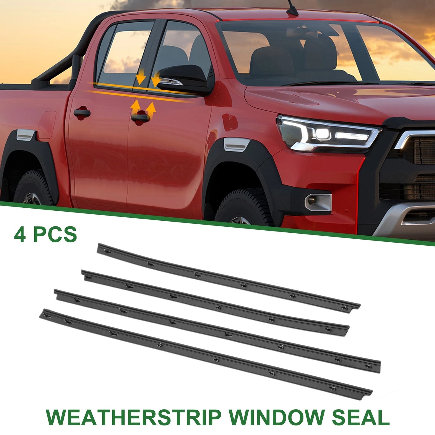 4 x Weatherstrip Window Seal for Toyota Hilux Vigo (2005-2014)