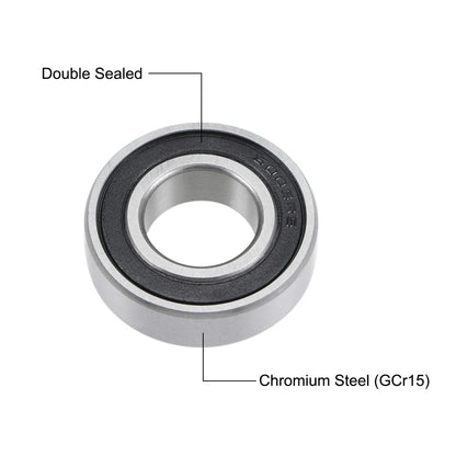 Deep Groove Ball Bearing 17x35x10mm 2RS Chrome Steel P6 10pcs