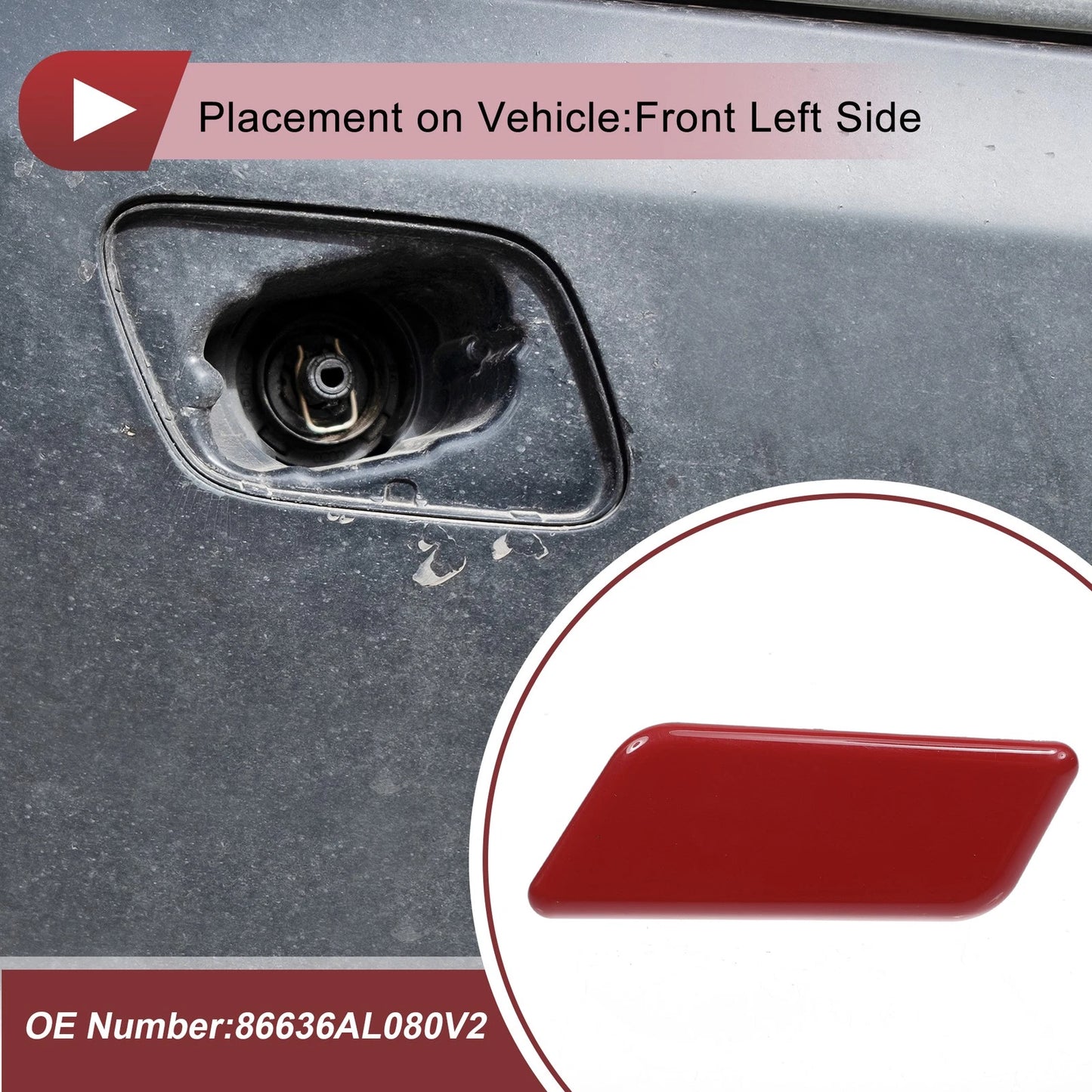Front Left Washer Nozzle Cover for Subaru Outback (2015-2017) Red