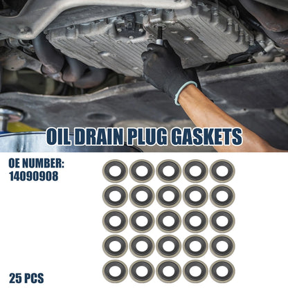25pcs Oil Drain Plug Gaskets 12mm 0.47in for Buick Cadillac