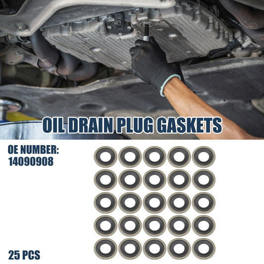 25pcs Oil Drain Plug Gaskets 12mm 0.47in for Buick Cadillac
