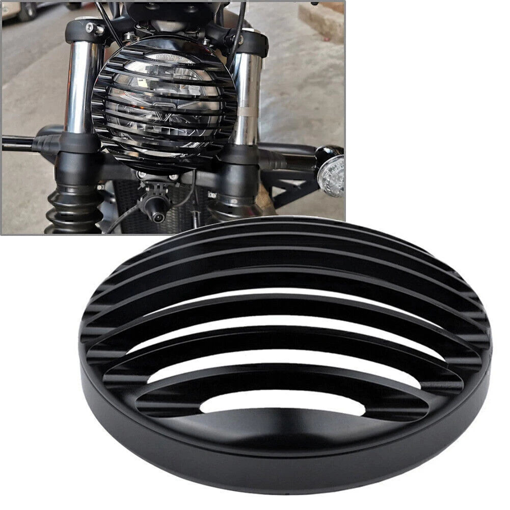 Black Aluminum Shallow Cut Headlight Grill Cover for Bobber