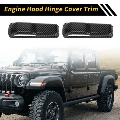 2 x Engine Hood Hinge Covers for Jeep Wrangler JL JLU (2018-2022) Carbon Fiber