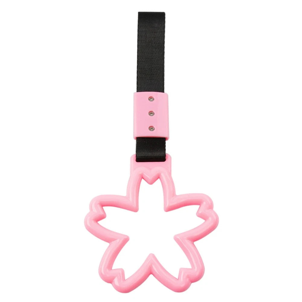 JDM Pink Flower Ring Car Handle Strap for Subway Train Bus Drift Charm