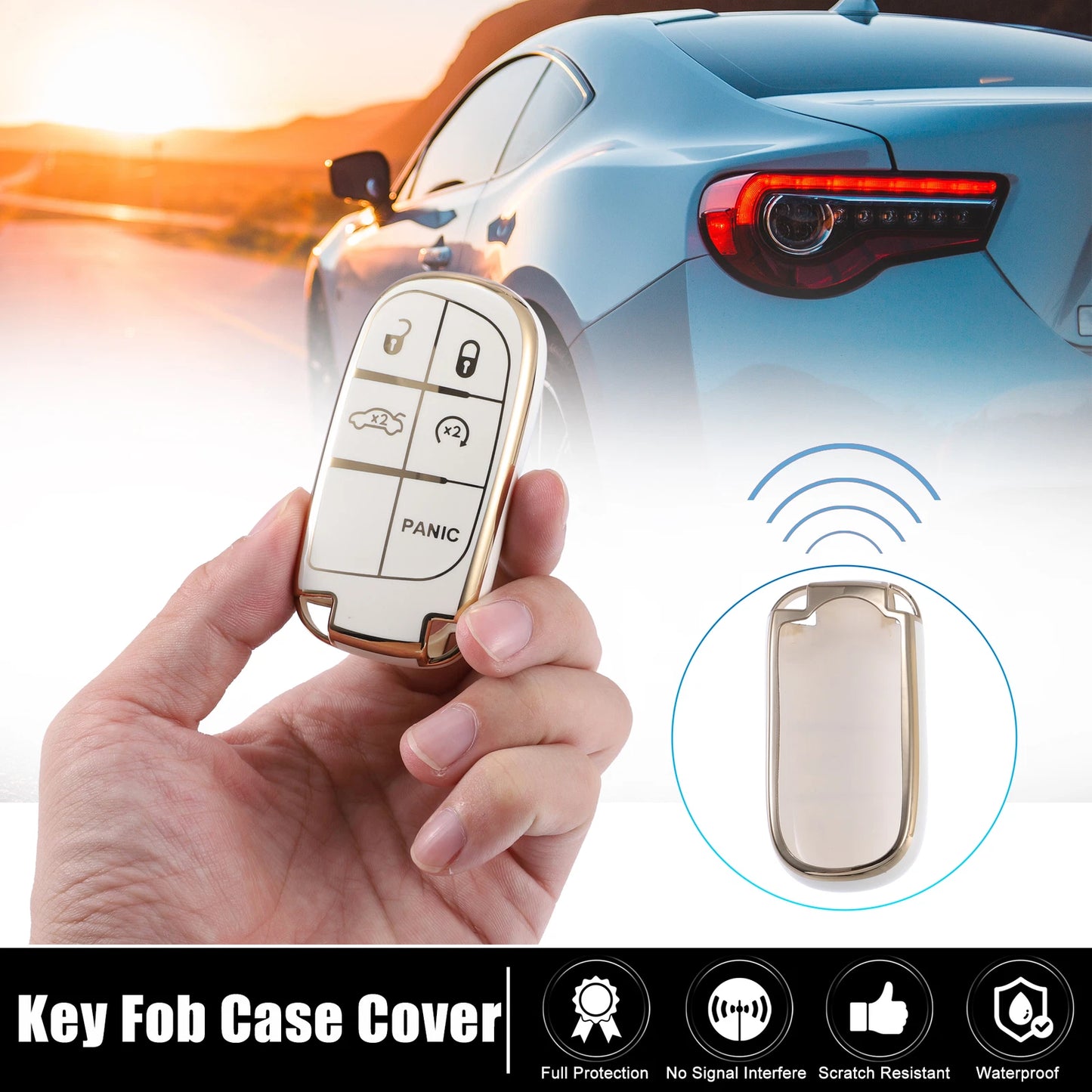 Smart Key Fob Case Cover Set for Jeep Grand Cherokee Renegade (2011-2023)