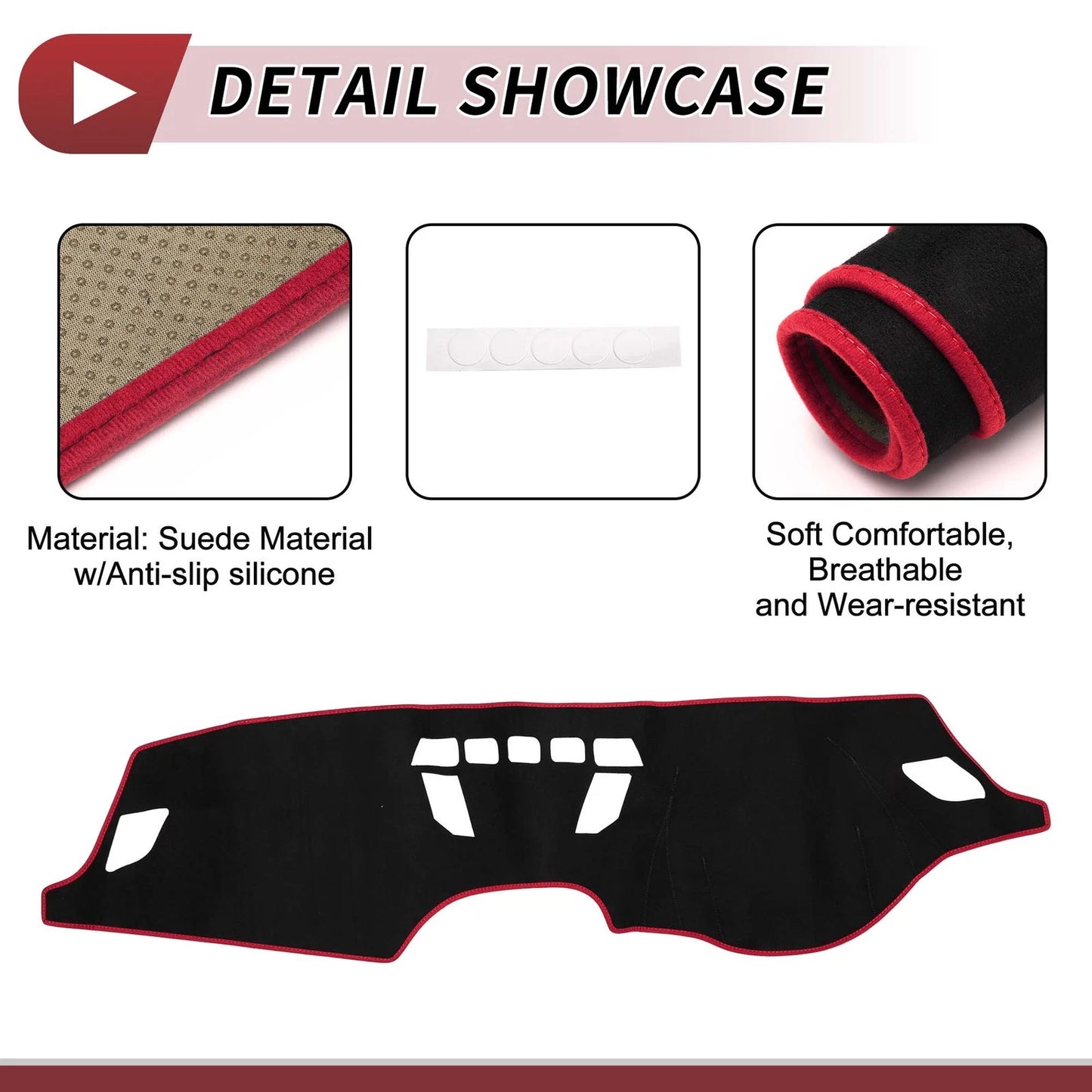 Dash Cover Mat for BMW X1 F48 2016-2022 Sun Protector Pad Black Red