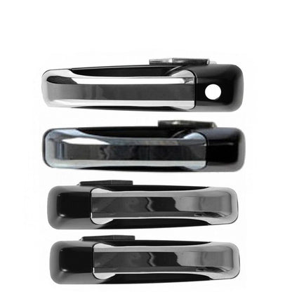4Pcs Chrome Black Front & Rear Door Handle Set for Ram