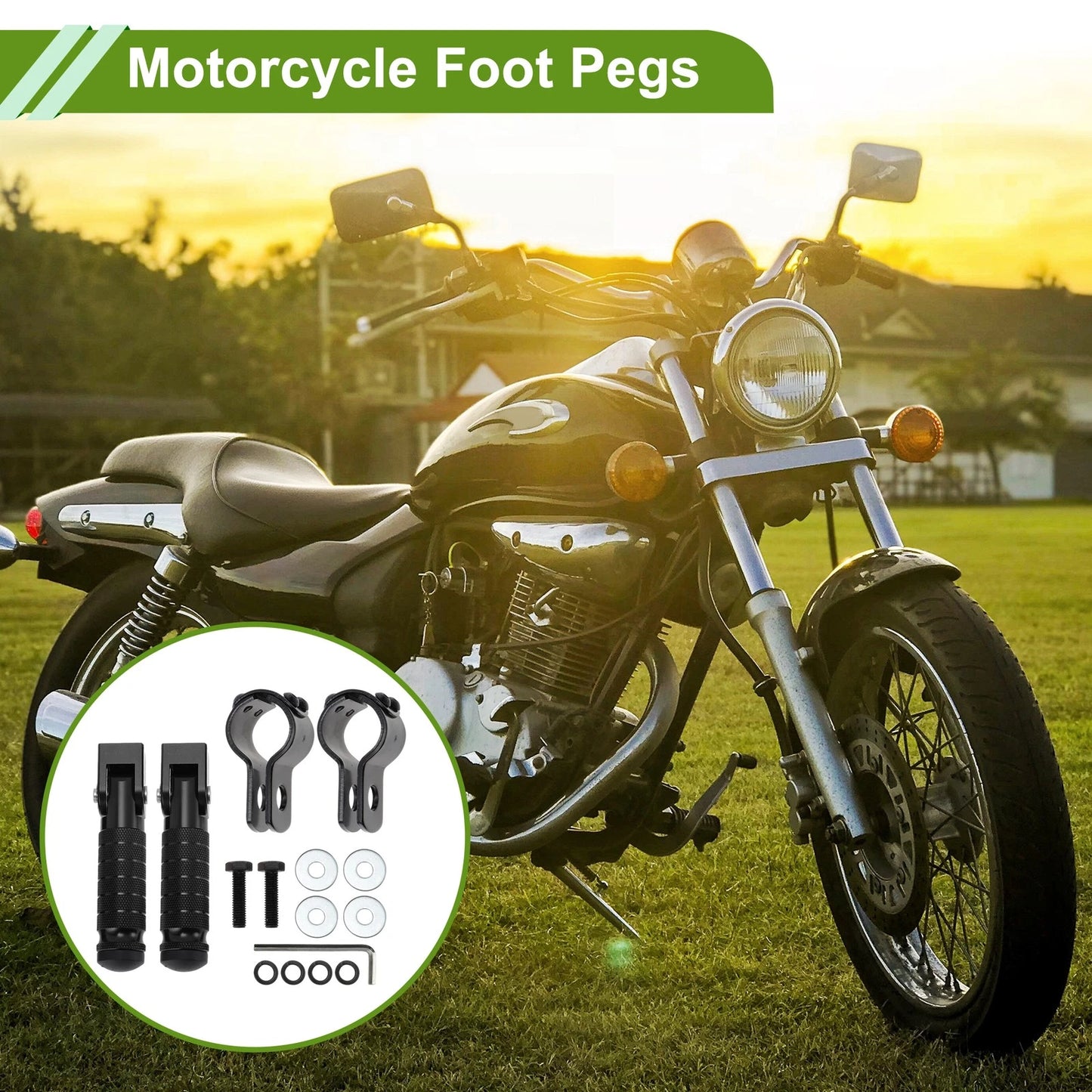FootPegs 2 x Rear Footrest Aluminum Alloy Black for Motorcycle
