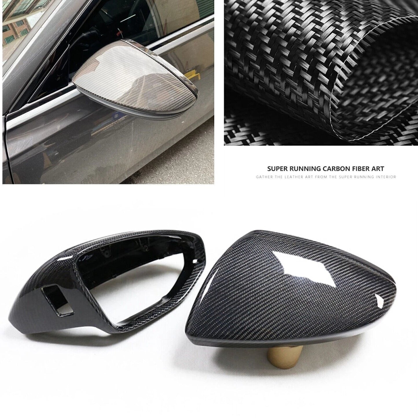 2 x Carbon Fiber Side Mirror Covers for Audi A6 A7 A8 (2019-2020)