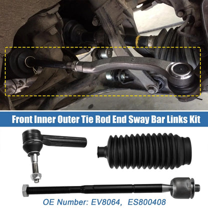 6 x Front Inner Outer Tie Rod End Links Boot for Dodge Caliber