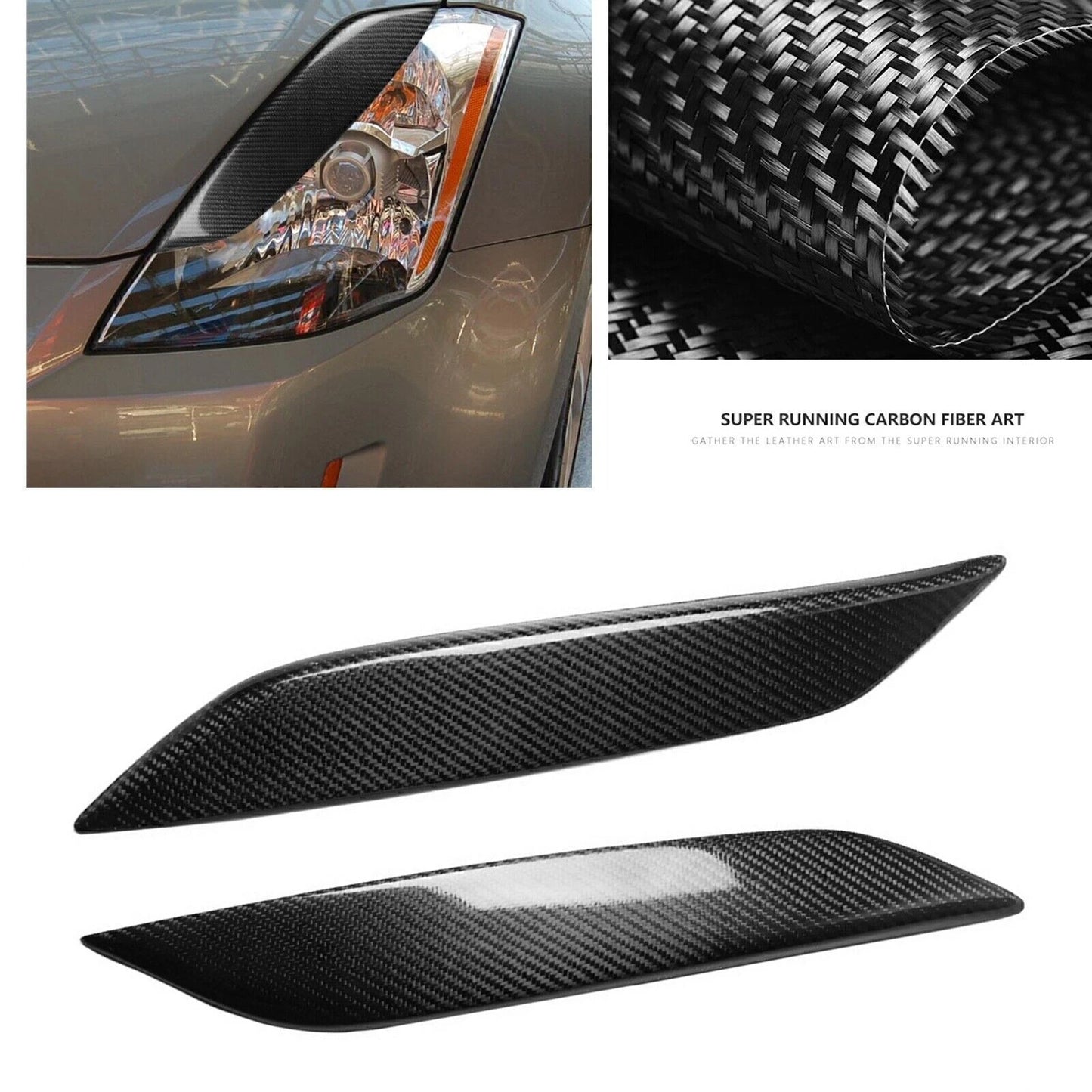 Headlight Eyelid Trim for Nissan 350Z Carbon Fiber (2003-2009)