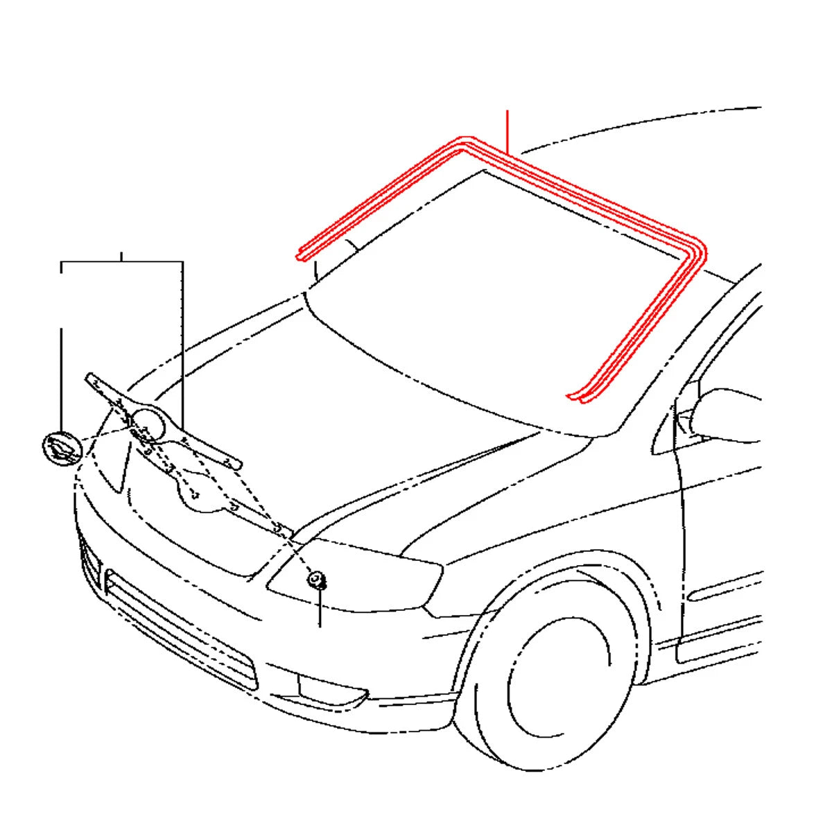 Black FR Windshield Moulding for Toyota Corolla CE120 NDE120 ZZE120 ZZE130