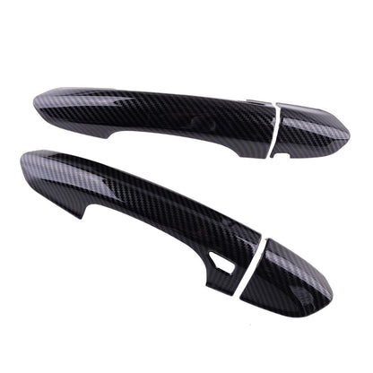 2 x L&R Carbon Fiber Style Door Handle Trim Caps for Ford Mustang (2015-2020)