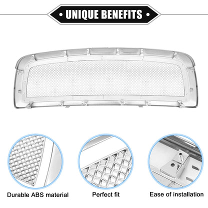 Front Grille Assembly for Dodge Ram 1500 Chrome Silver Tone (2009-2010)
