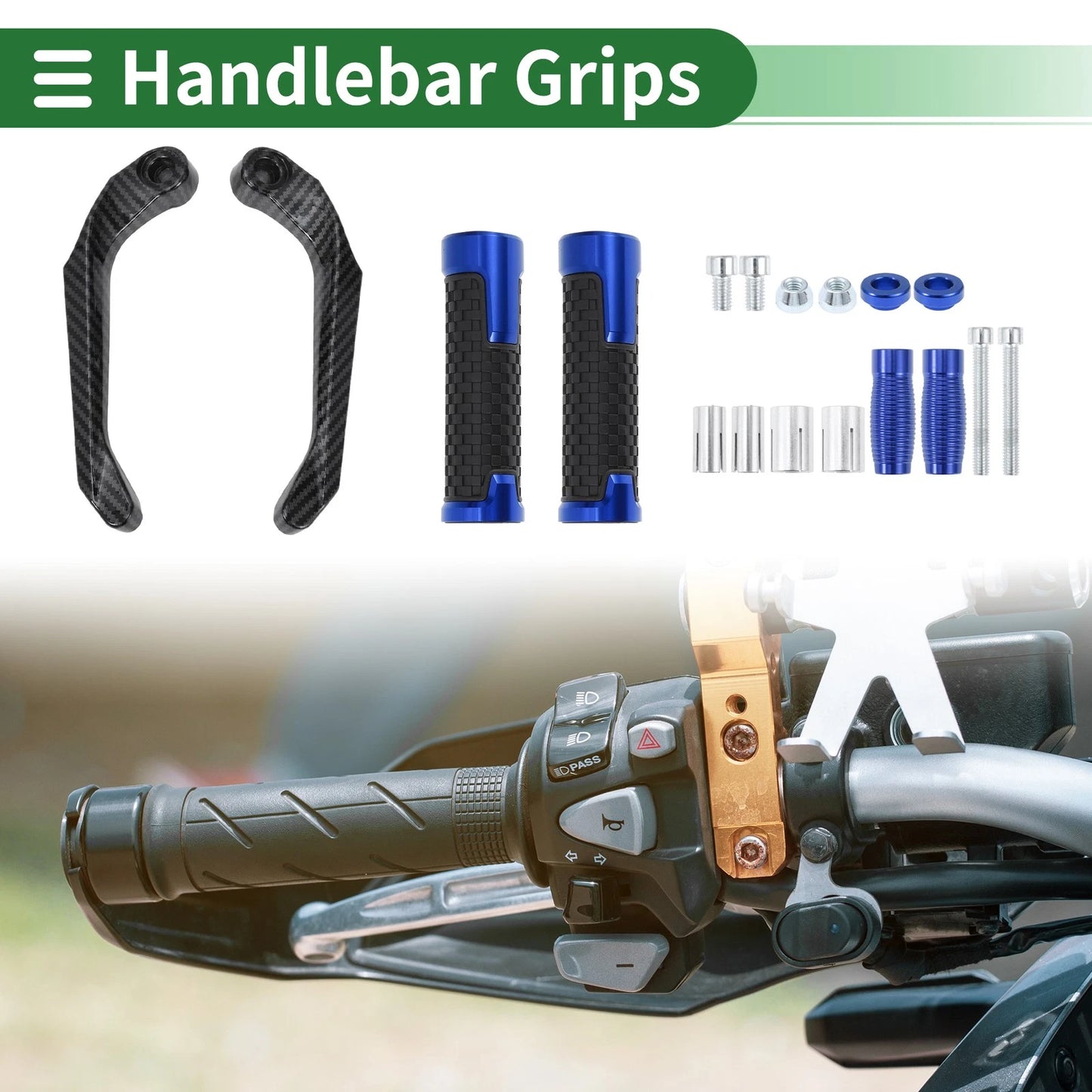 7/8 22mm Hand Grips Cover Kit for Motorcycle Rubber Blue