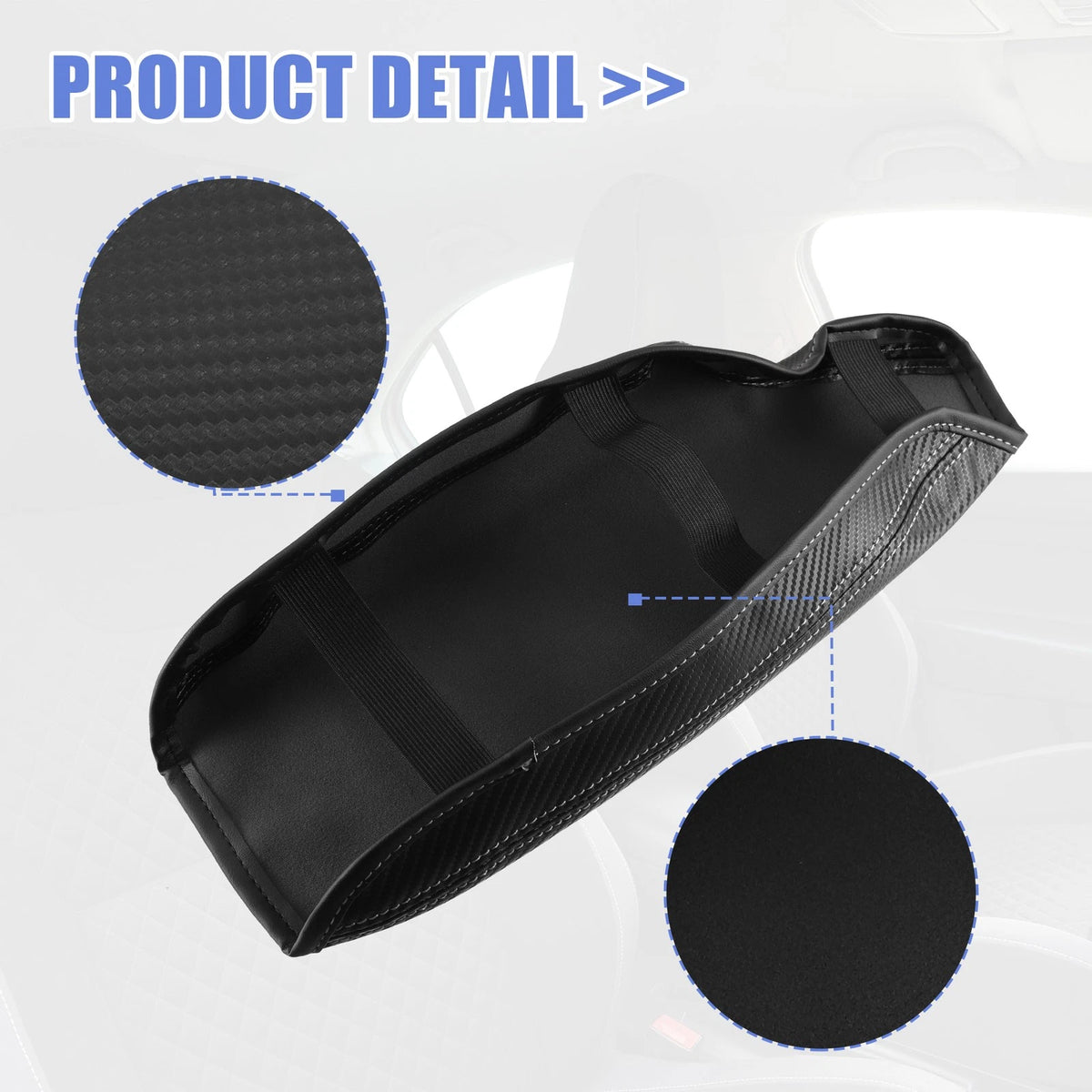 Center Console Armrest Cover for BMW F30 (2012-2019) - Gray Stitches Black