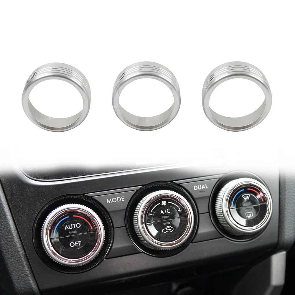 Silver AC Climate Control Knob Ring Covers for Subaru Forester XV Crosstrek WRX (2014-2021)