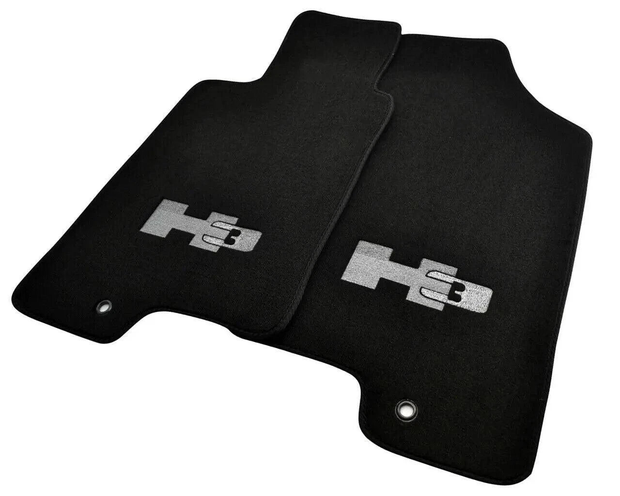 Black Floor Mats for Hummer H3 Tailored Carpets with H3 Emblem (2005-2010)