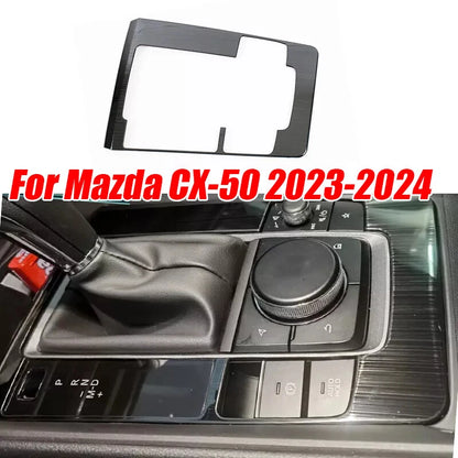 Black Titanium Steel Gear Shift Panel Cover for Mazda CX-50 (2023–2024)