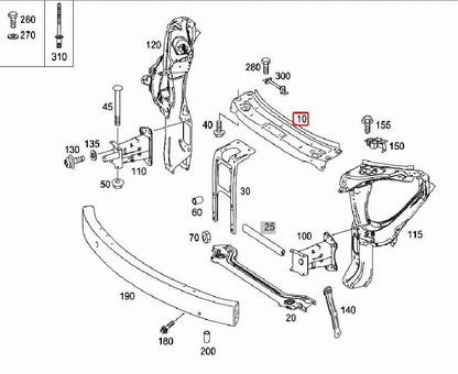 Front Upper Radiator Support for 2005-2011 Mercedes W164 ML280 ML300 ML350