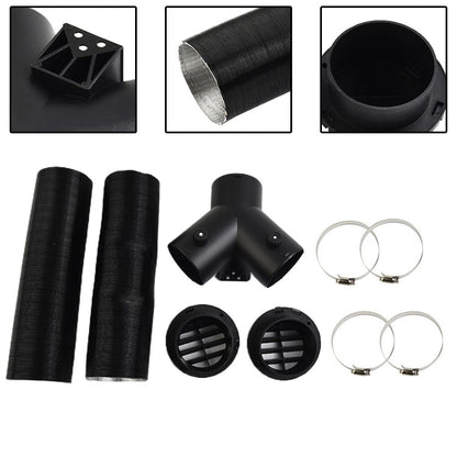 75mm Pipe Ducting Y Piece + Warm Air-Outlet Vent + Hose Clip for Diesel-Heater