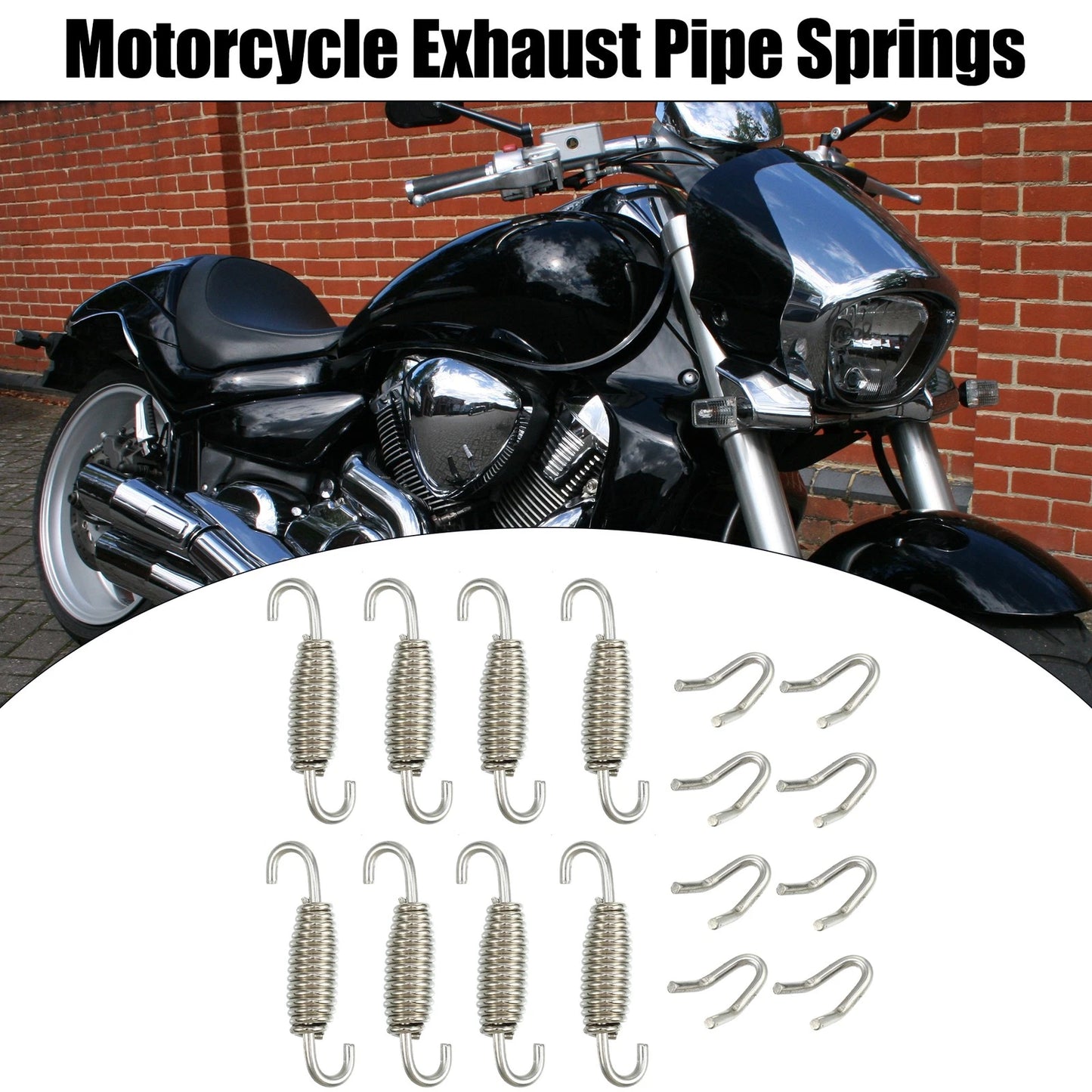 8 x Exhaust Pipe Spring 55mm 2.17" U-Shape Hook Silver Tone for Motorcycle