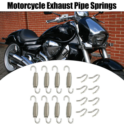 8 x Exhaust Pipe Spring 55mm 2.17" U-Shape Hook Silver Tone for Motorcycle