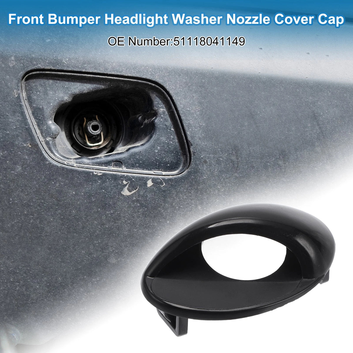 Bumper Headlight Washer Nozzle Cover for BMW M3 (2008-2013) Unpainted Black