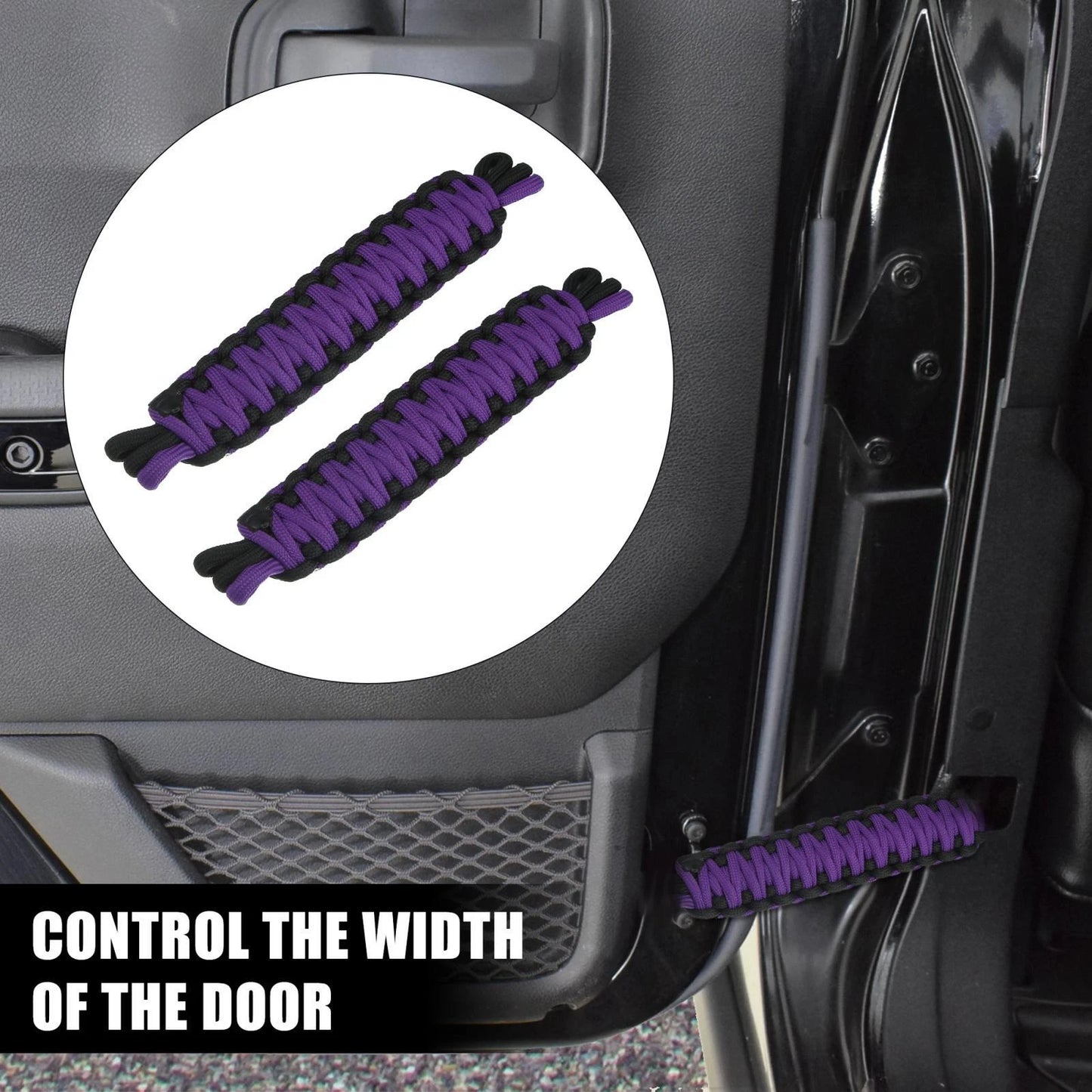 Nylon Door Limiting Check Straps for Wrangler TJ JL (1987-2021) Black Purple