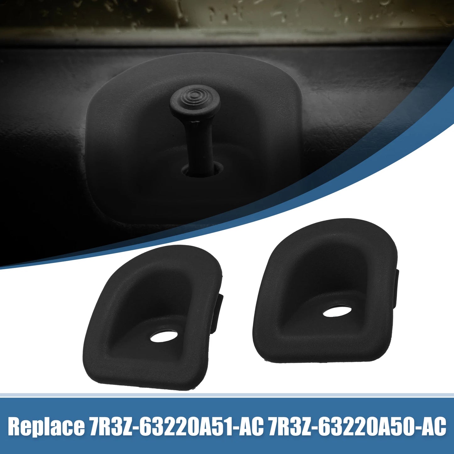 Door Panel Trim Lock Knob Grommet for Ford (2007-2014) - 1 Pair, Black Plastic