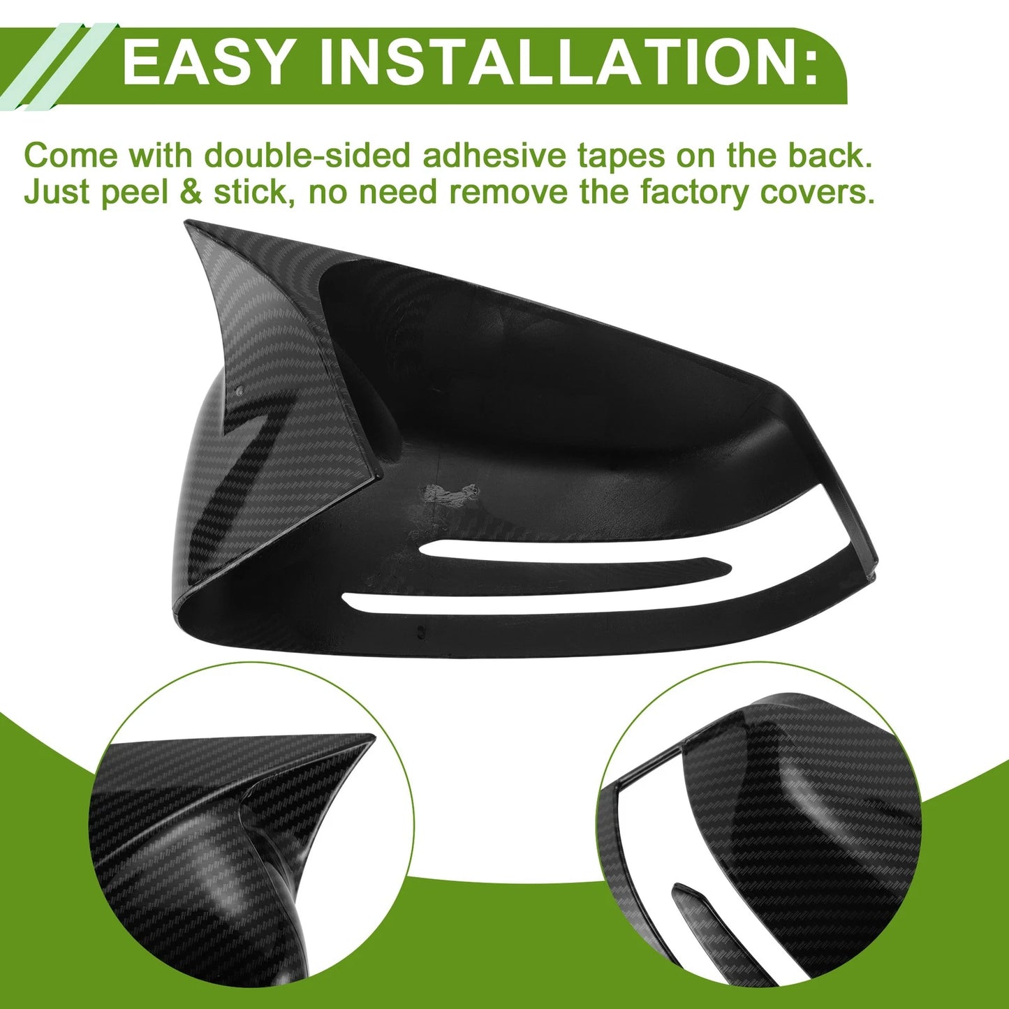 Mirror Cover Cap Replacement Black for Mercedes-Benz A-Class W176 (2012-2017)