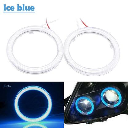 70MM DRL Fog Headlights 2 x COB Angel Eyes Halo Ring LED Light for Universal