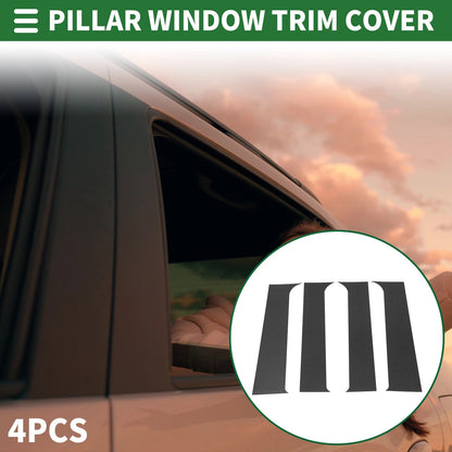 4pcs Door Pillar Window Trim for Ford F-250 (1999-2014) Carbon Fiber Black
