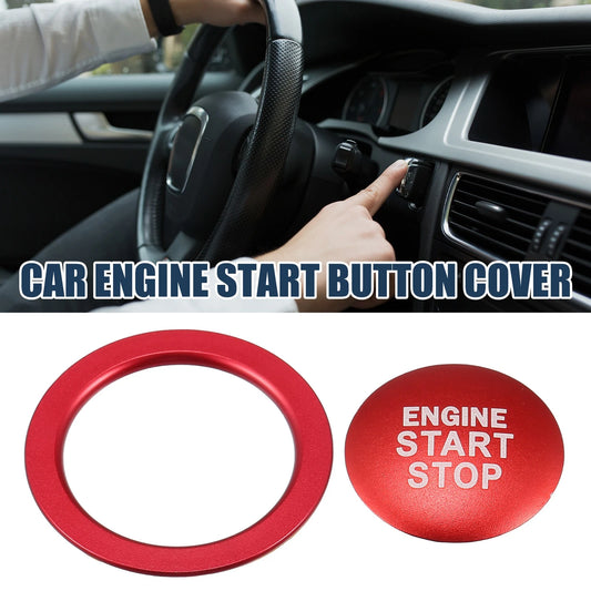 1 Set Engine Start Stop Button Cover Ignition Starter Sticker for Toyota Red