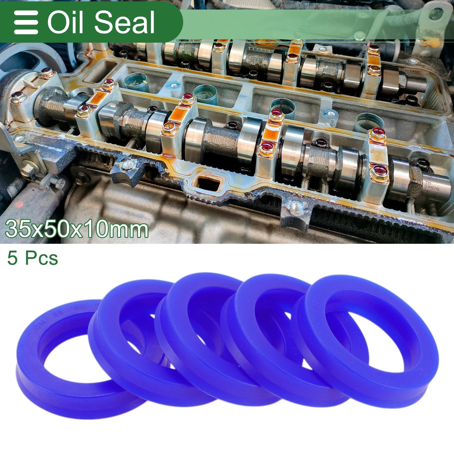 Oil Seal / 35x50x10mm / Seal Ring Rotary Shaft TPU High Pressure Blue 5 Pcs