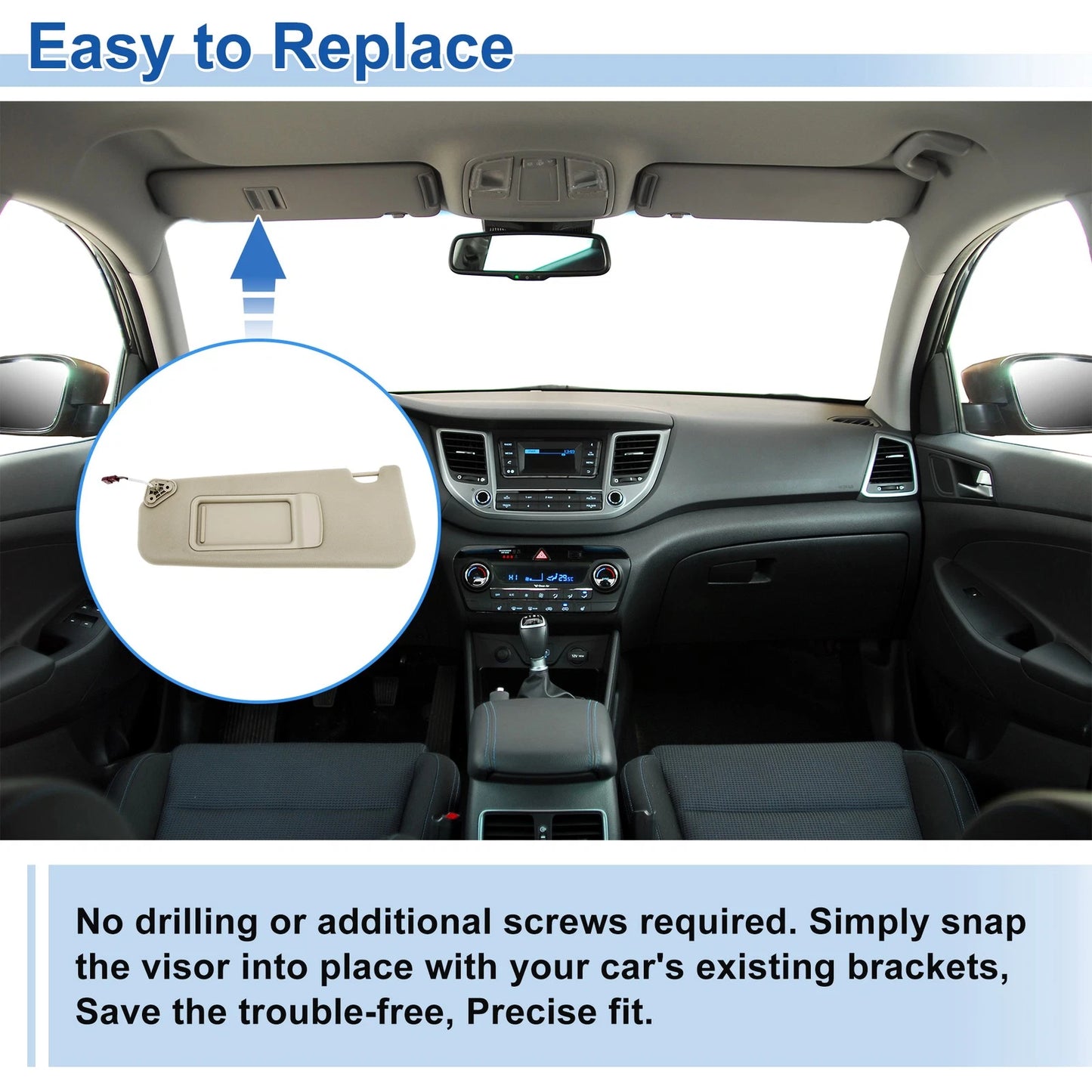 Left Side Sun Visor for BMW 5 Series F10 Sedan (2011-2017) Beige