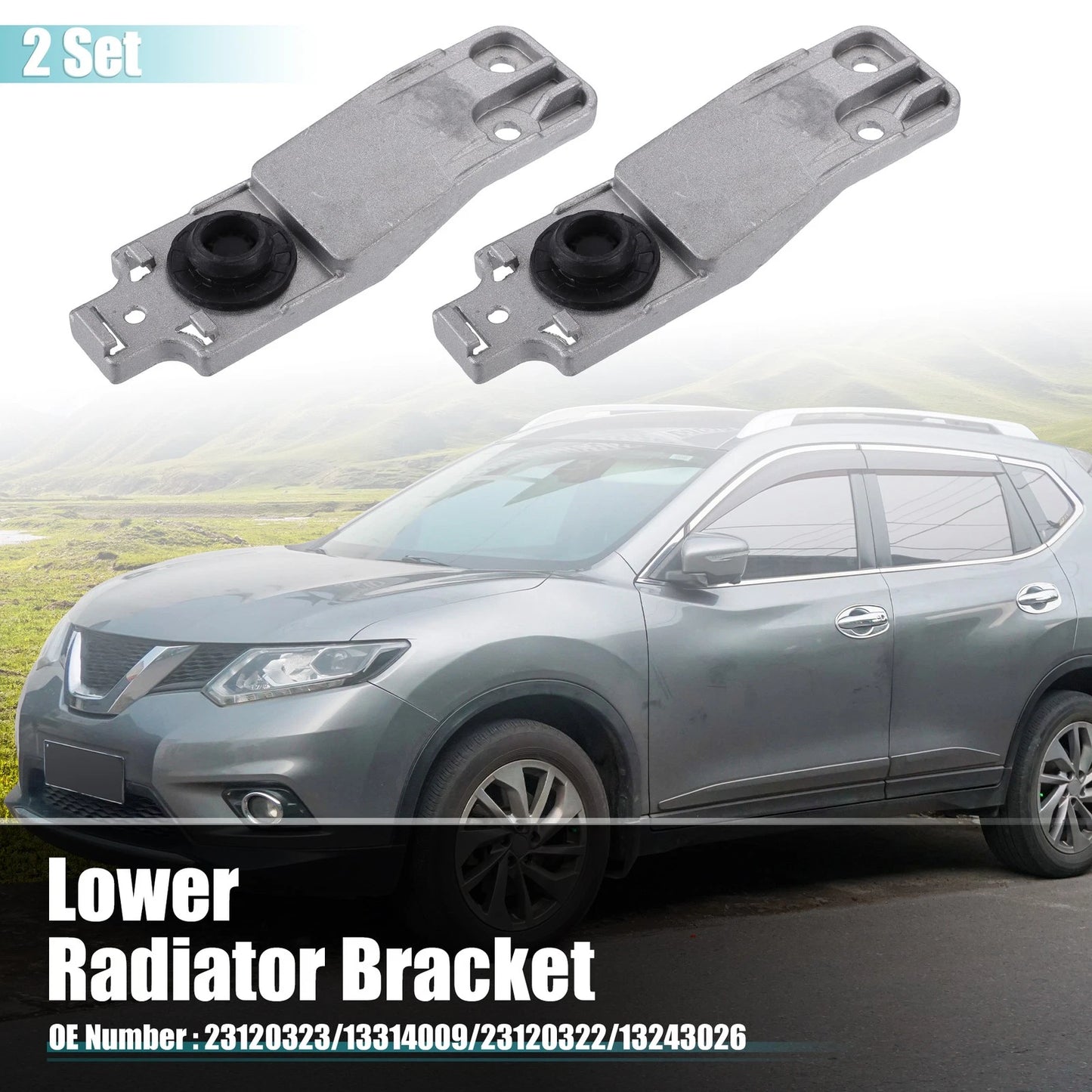 2 x Lower Radiator Bracket with Rubber Cushion Bushing for Buick