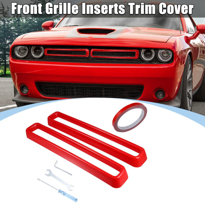 Front Grill Mesh Grille Inserts Trim Exterior for Dodge Challenger (2015-2022) Red