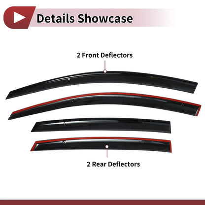 Window Deflectors for Nissan Altima Side Vent Visors Black (2007-2012)