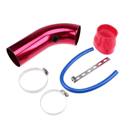 Red Cold Air Intake Filter Induction Kit for Car - 76mm Power Flow Hose System